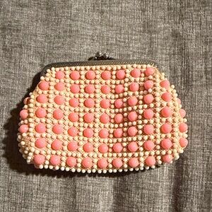 Vintage Elegant Pink Beaded Coin Purse